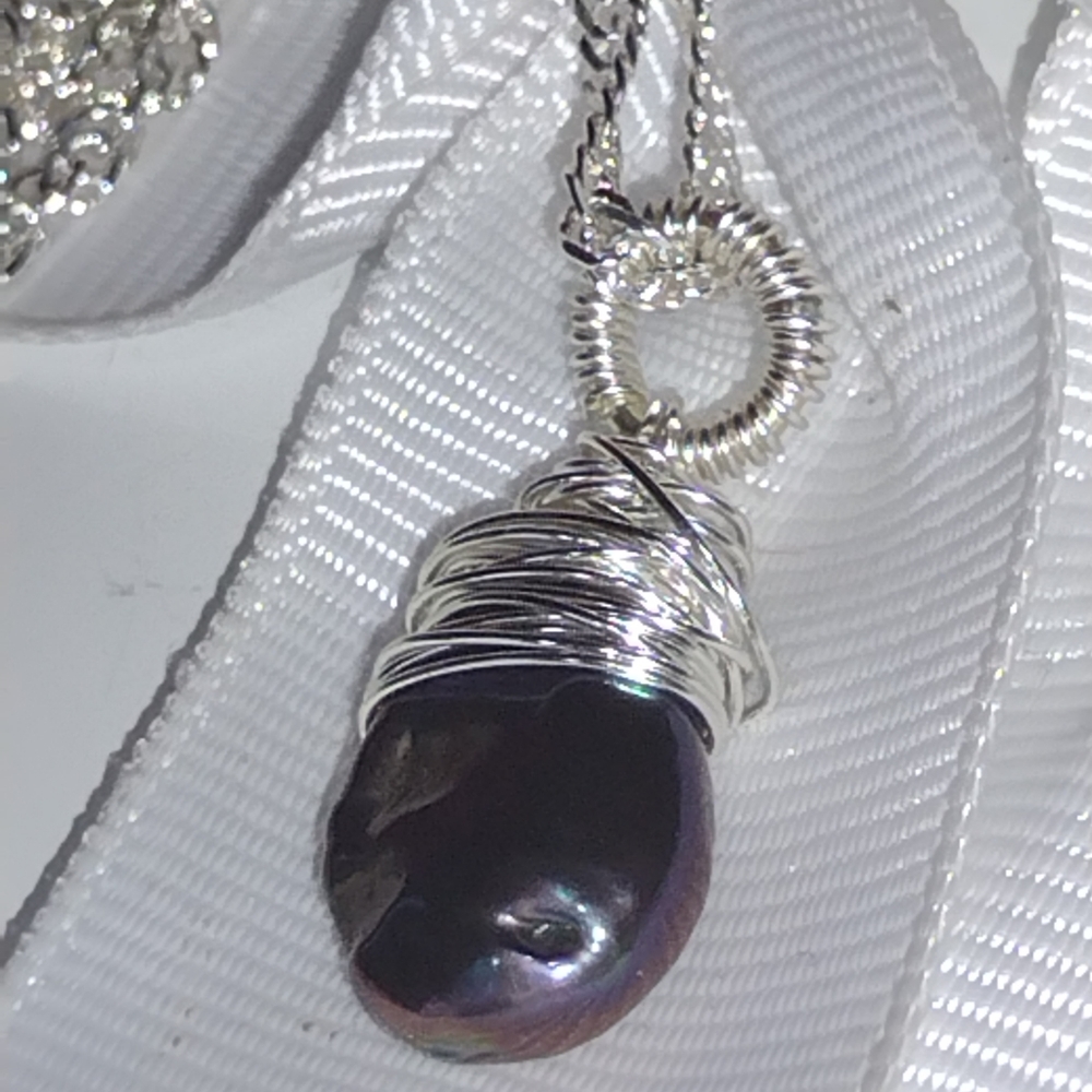 Tahitian Blister Pearl Set in Sterling Silver Diam - Picture 7 of 15